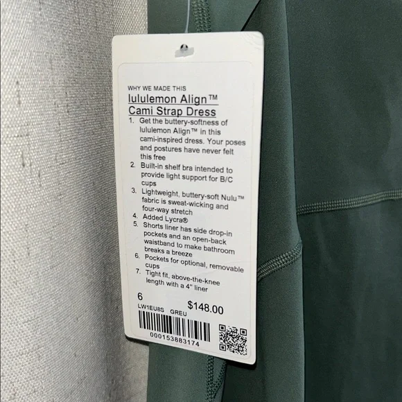 Lululemon Athletica Align Cami Strap Dress in Eucalyptus Green NWT! - Picture 7 of 11